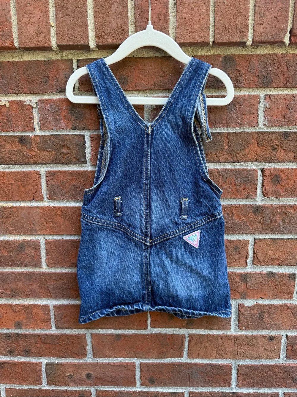Vintage Guess 90s Denim Jean Skirtall Overalls Size 3T Made in USA
